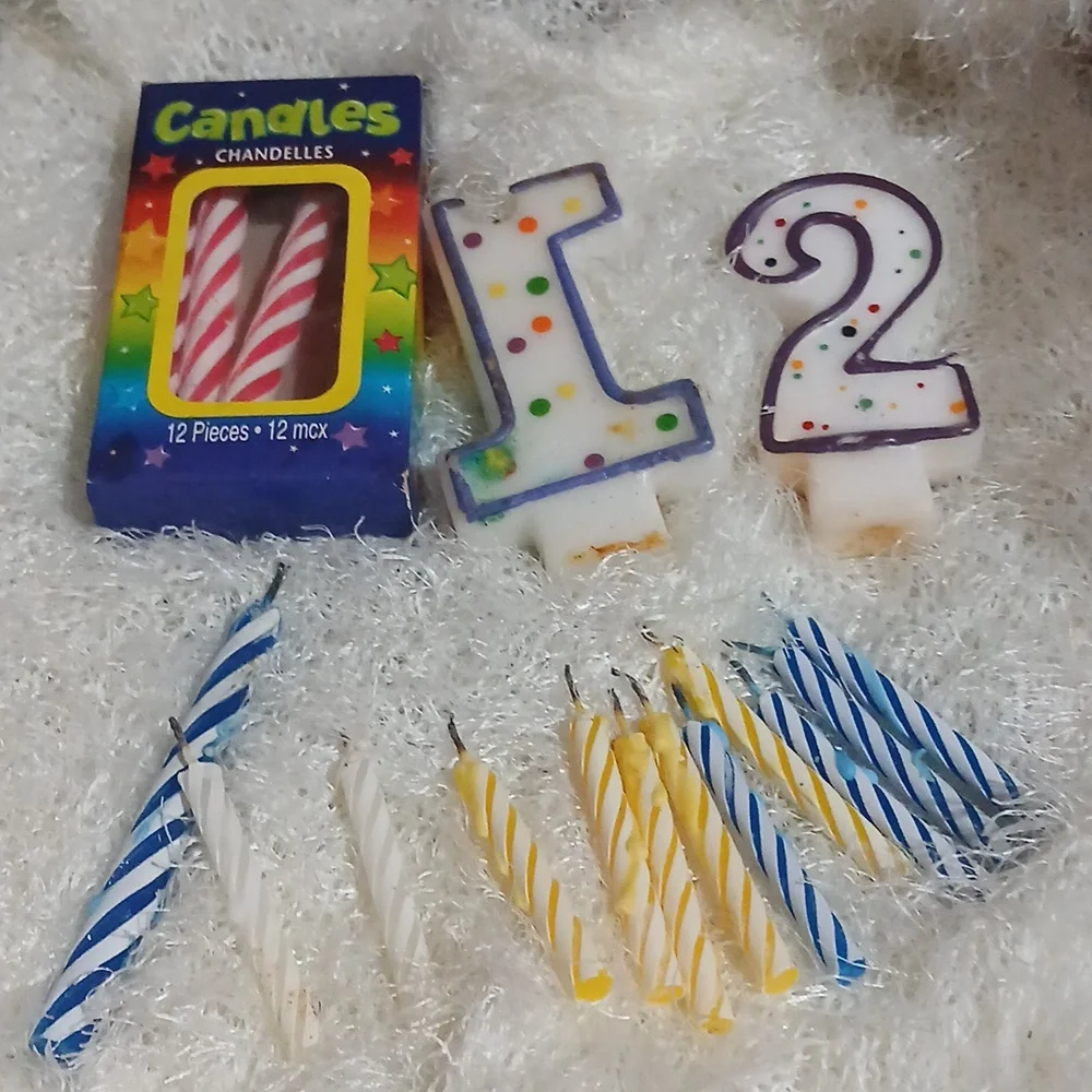 Colorful Birthday Candle Set with Number 1 and 2